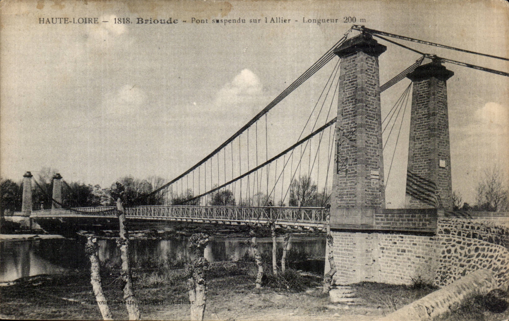CPA Brioude Bridge suspension on Allier