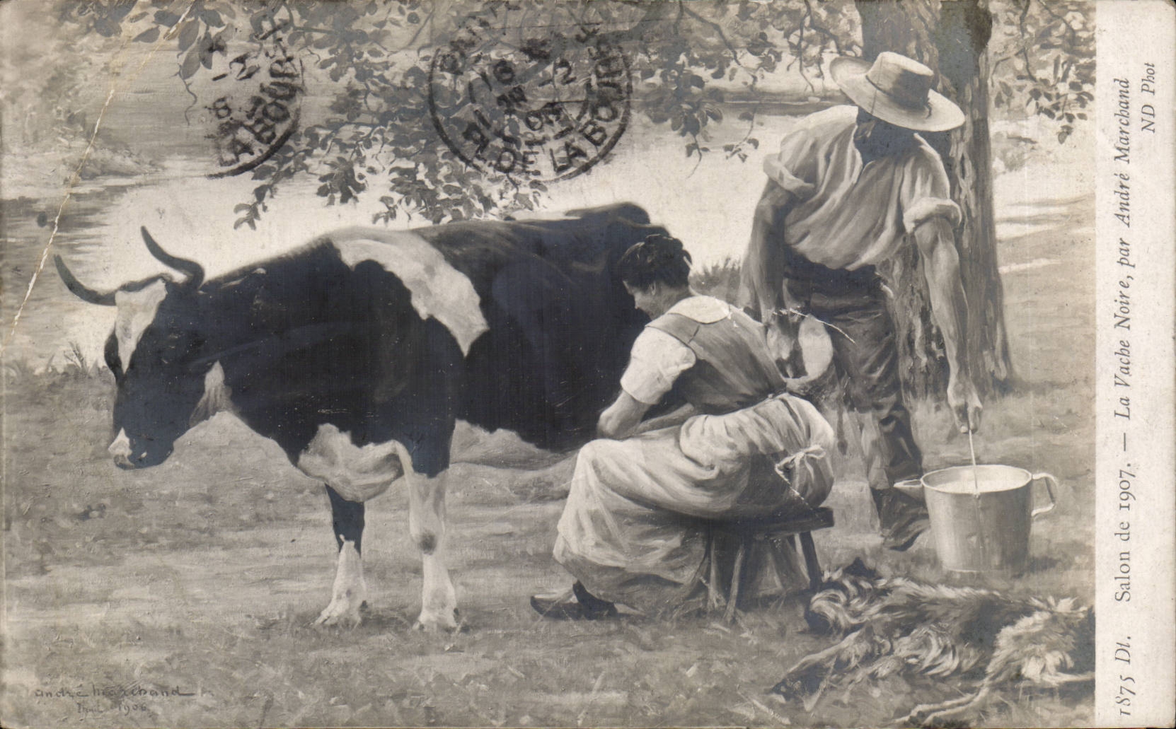 CPA Fantasy Living room of 1907La black cow by Andre Marchand