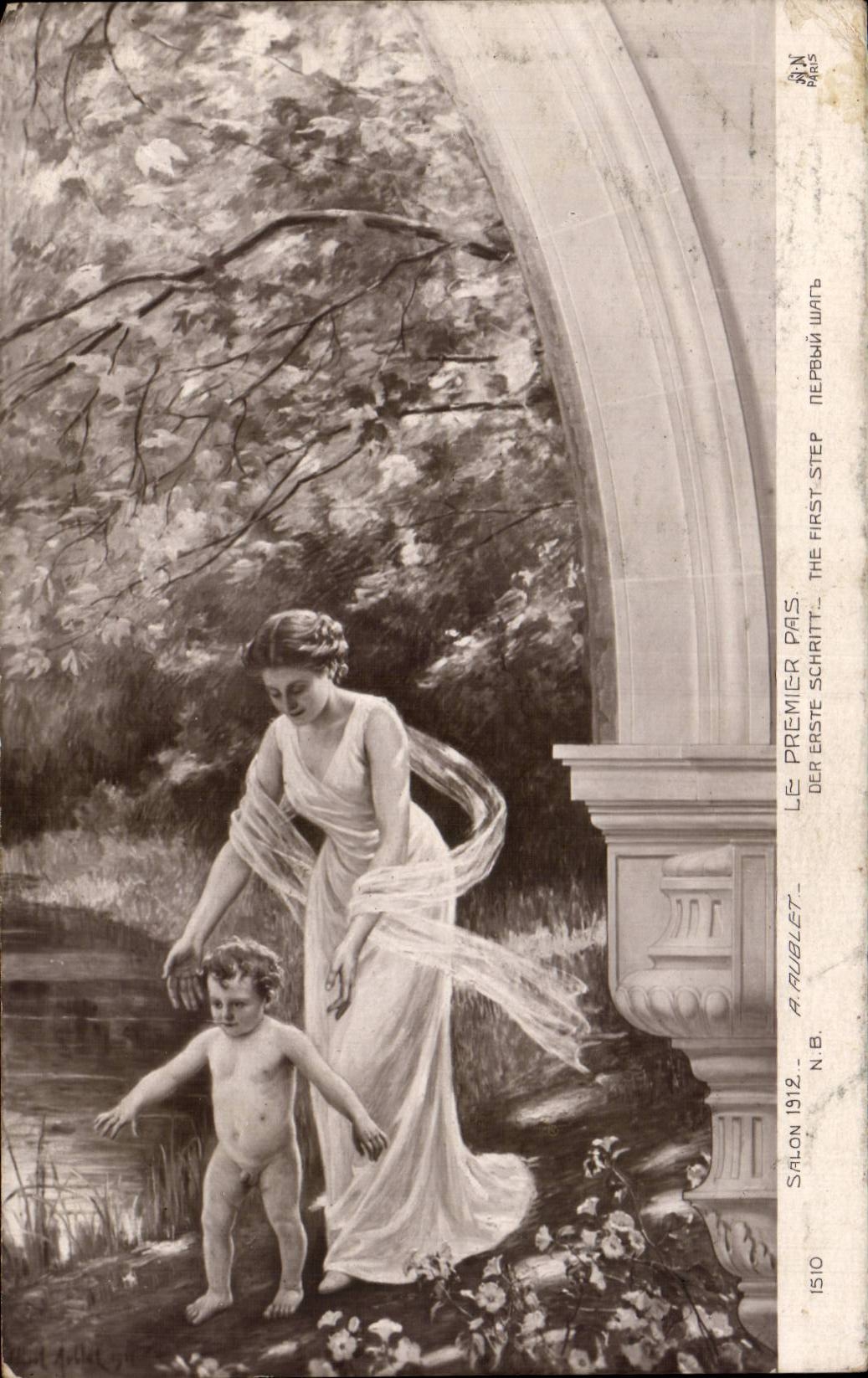 CPA Salon 1912 Rublet Le premier pas FEmme Enfant