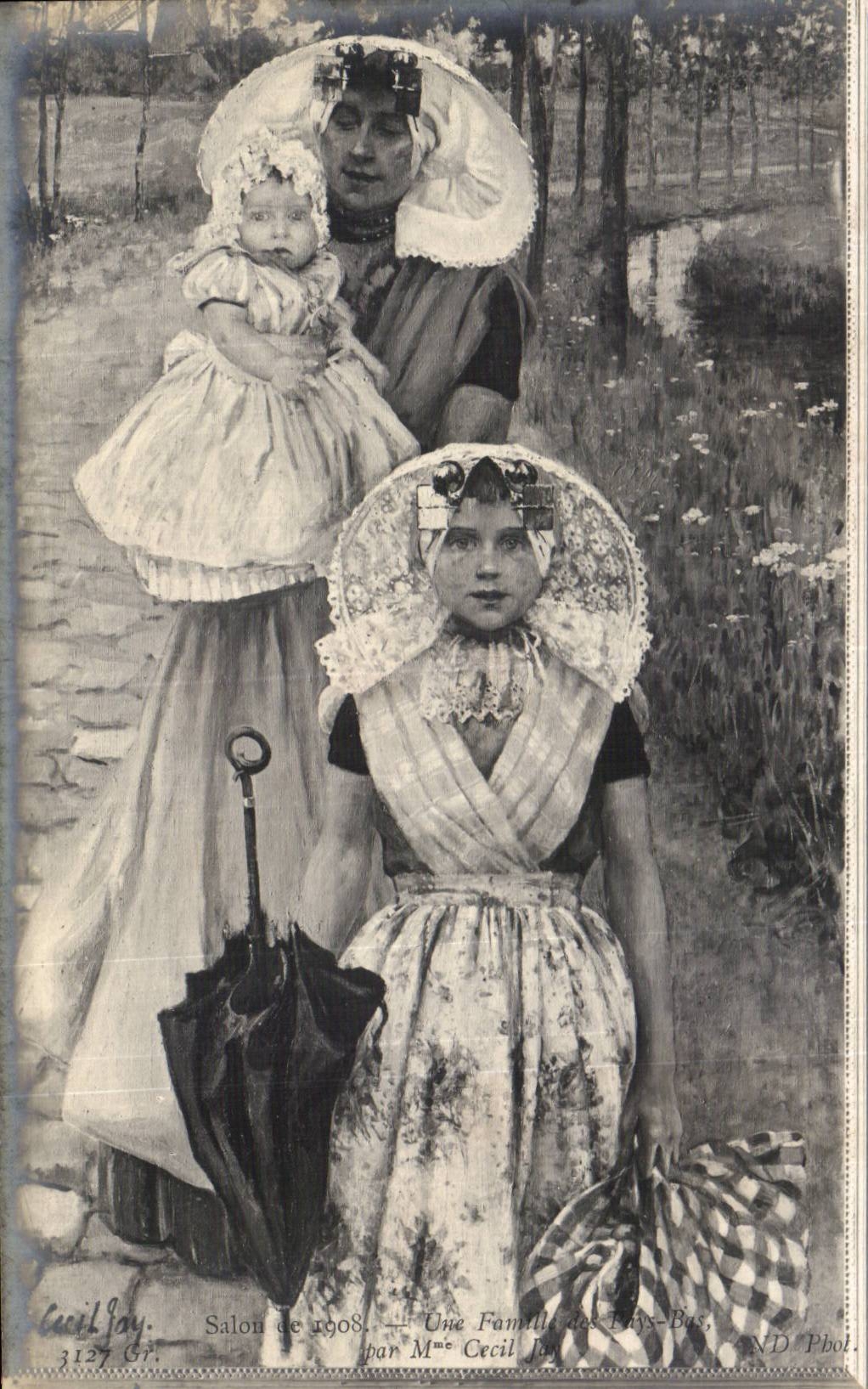 CPA Living room of 1908 a family of the Netherlands by Cecile Jay Folklore