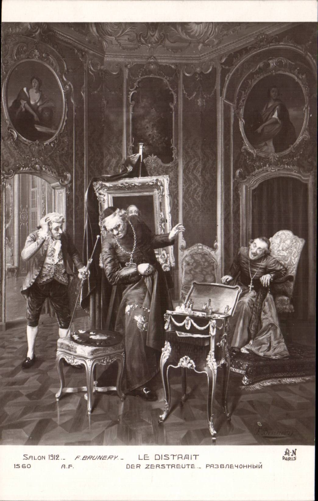 CPA Fantaisie Salon de 1912 Brunery Le distrait 