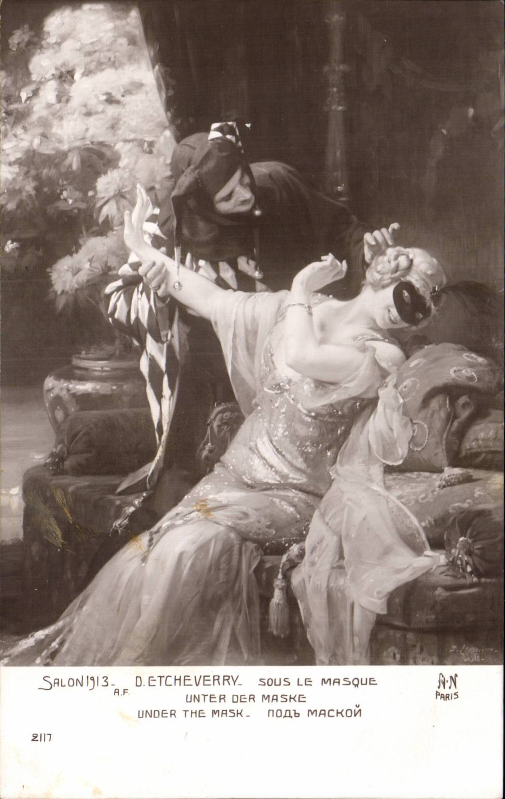 CPA Fantasy Living room of 1913 Etchverry Under the mask