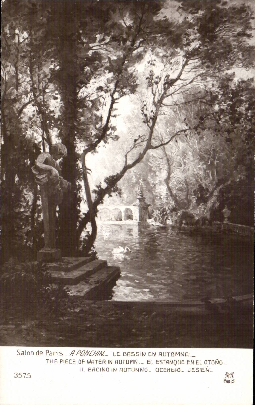 CPA Fantaisie Salon de Paris Ponchin Le bassin en automne