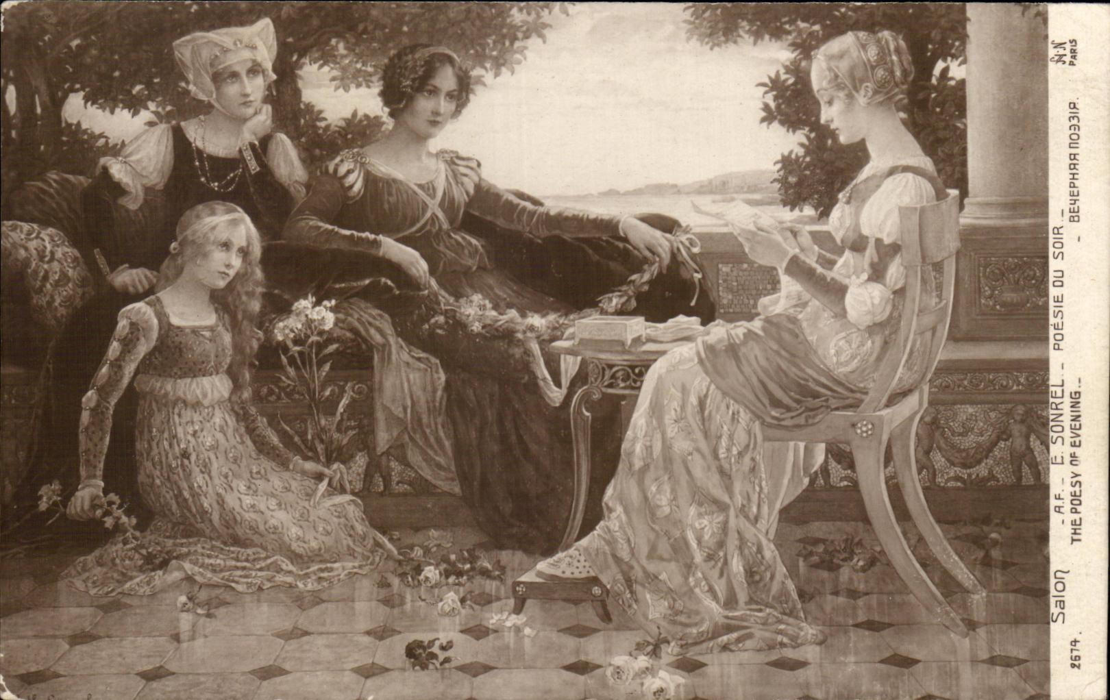 CPA Fantaisie Sonrel poetry of the evening