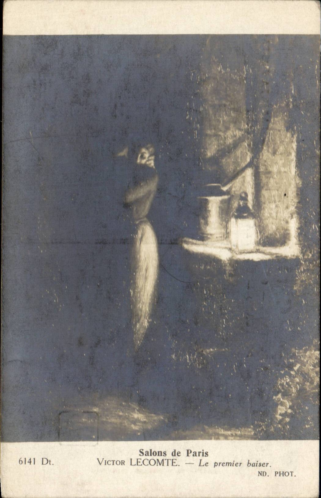 CPA Fantaisie Salons de Paris Victor lecomte Le premier baiser