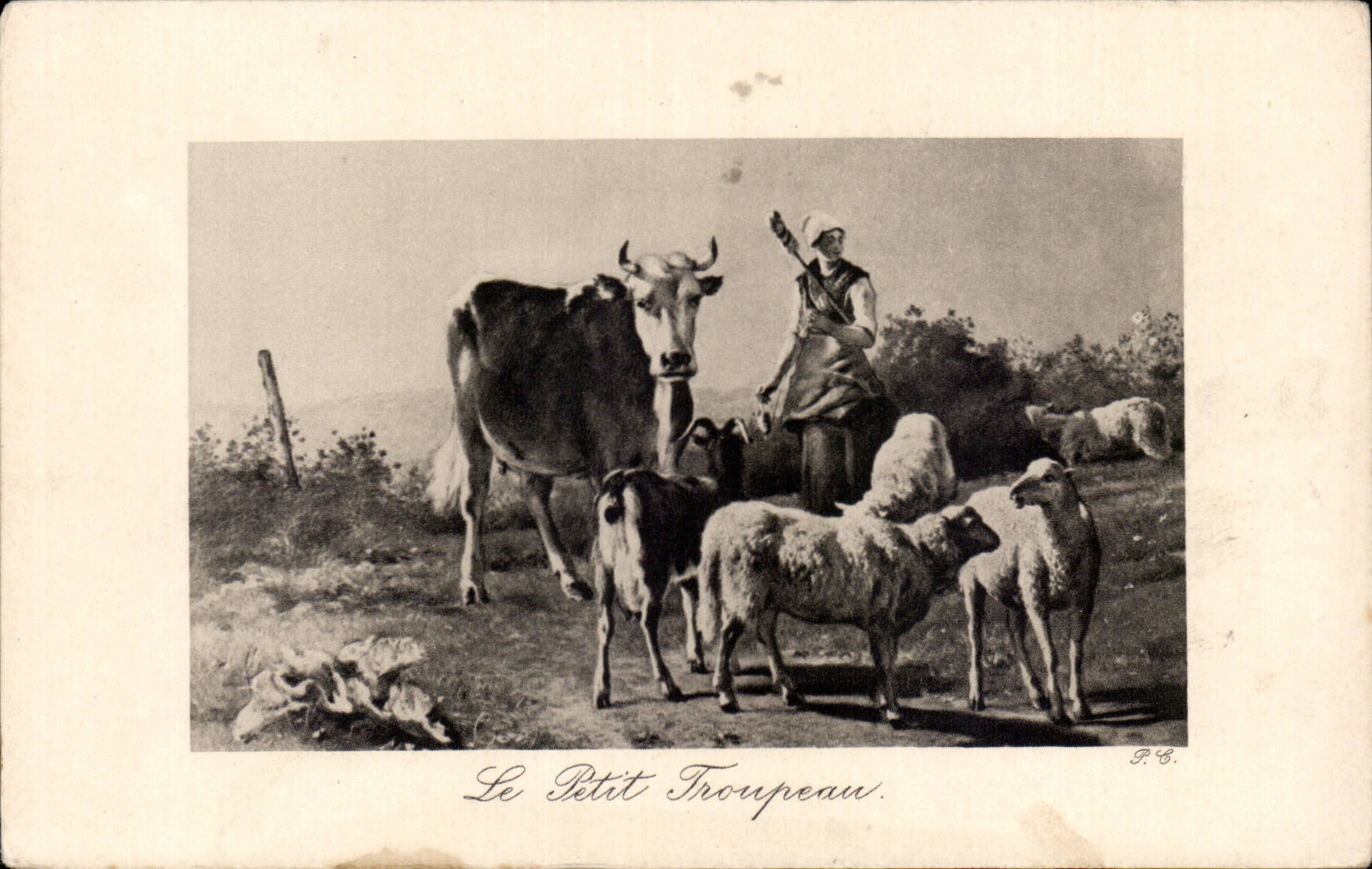 CPA Fantaisie Le small herd Cows