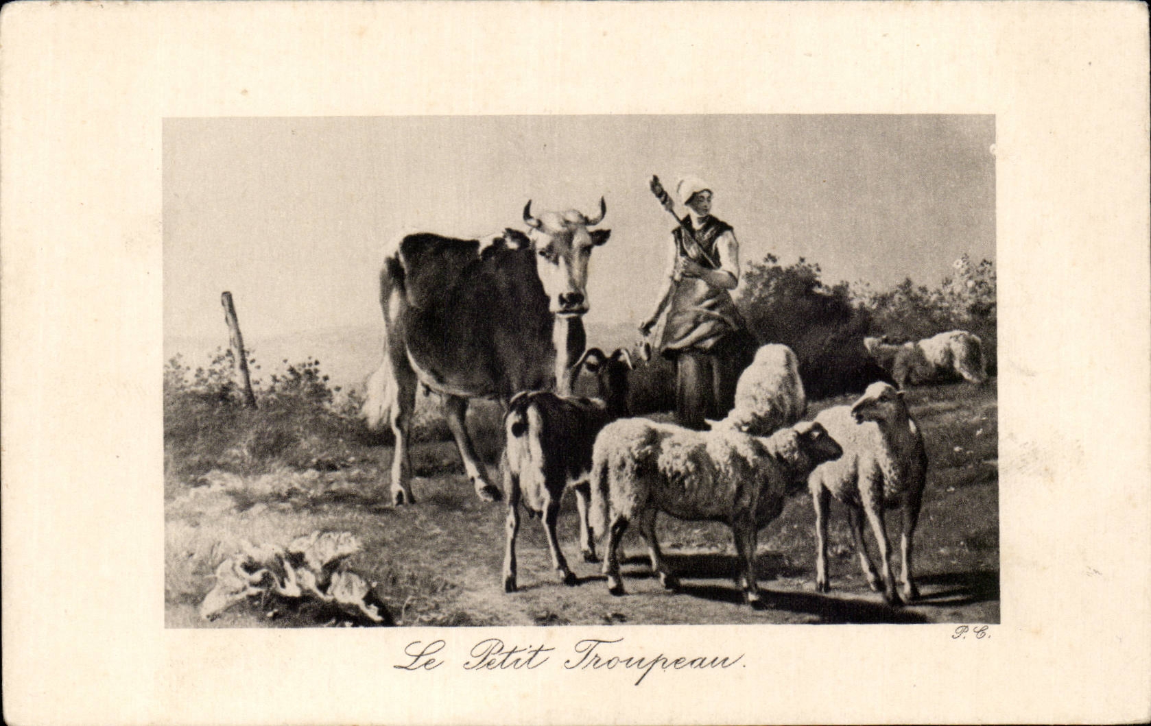 CPA Fantaisie Le petit troupeau Vaches