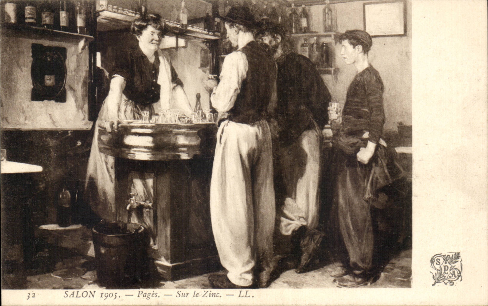 CPA Fantaisie Salon de 1905 Pages Sur le zinc