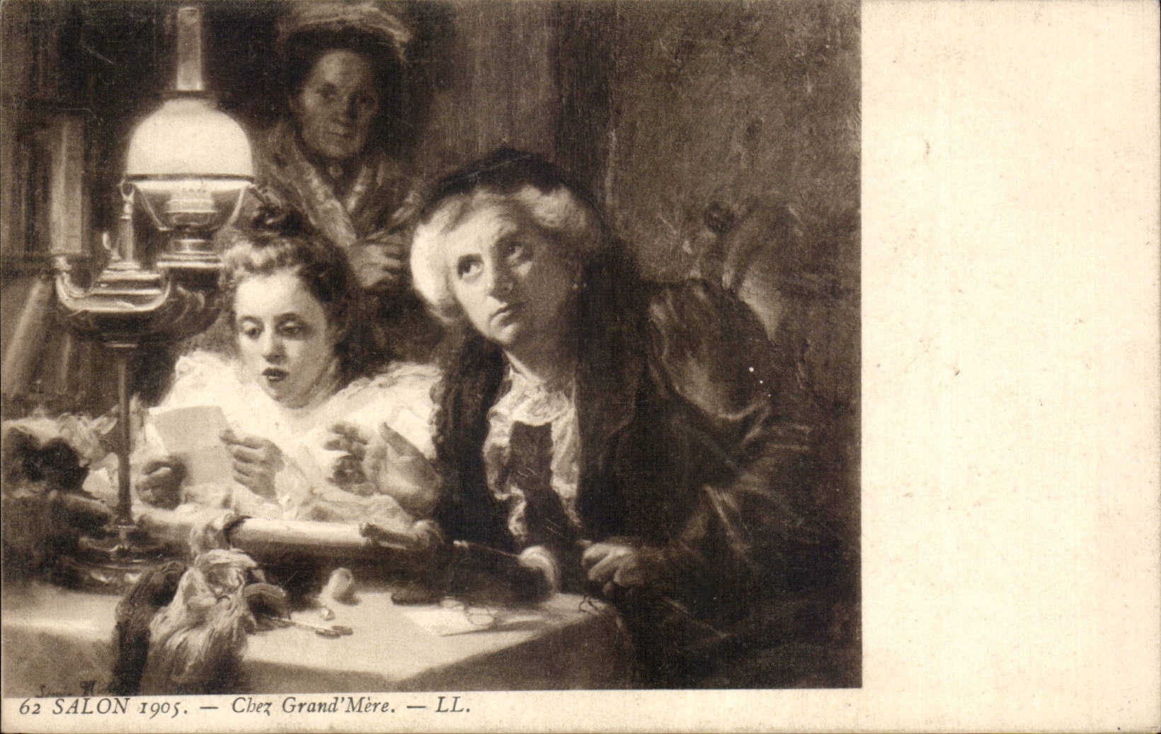 CPA Fantasy Living room of 1905 In large mother