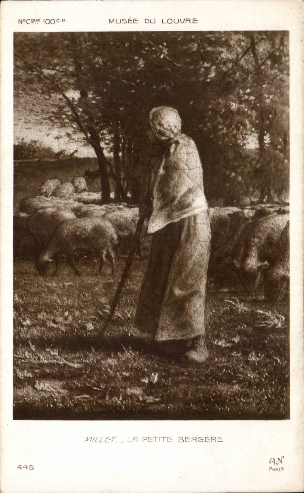 CPA Fantaisie Paris Musee du Louvre Millet la petite bergere