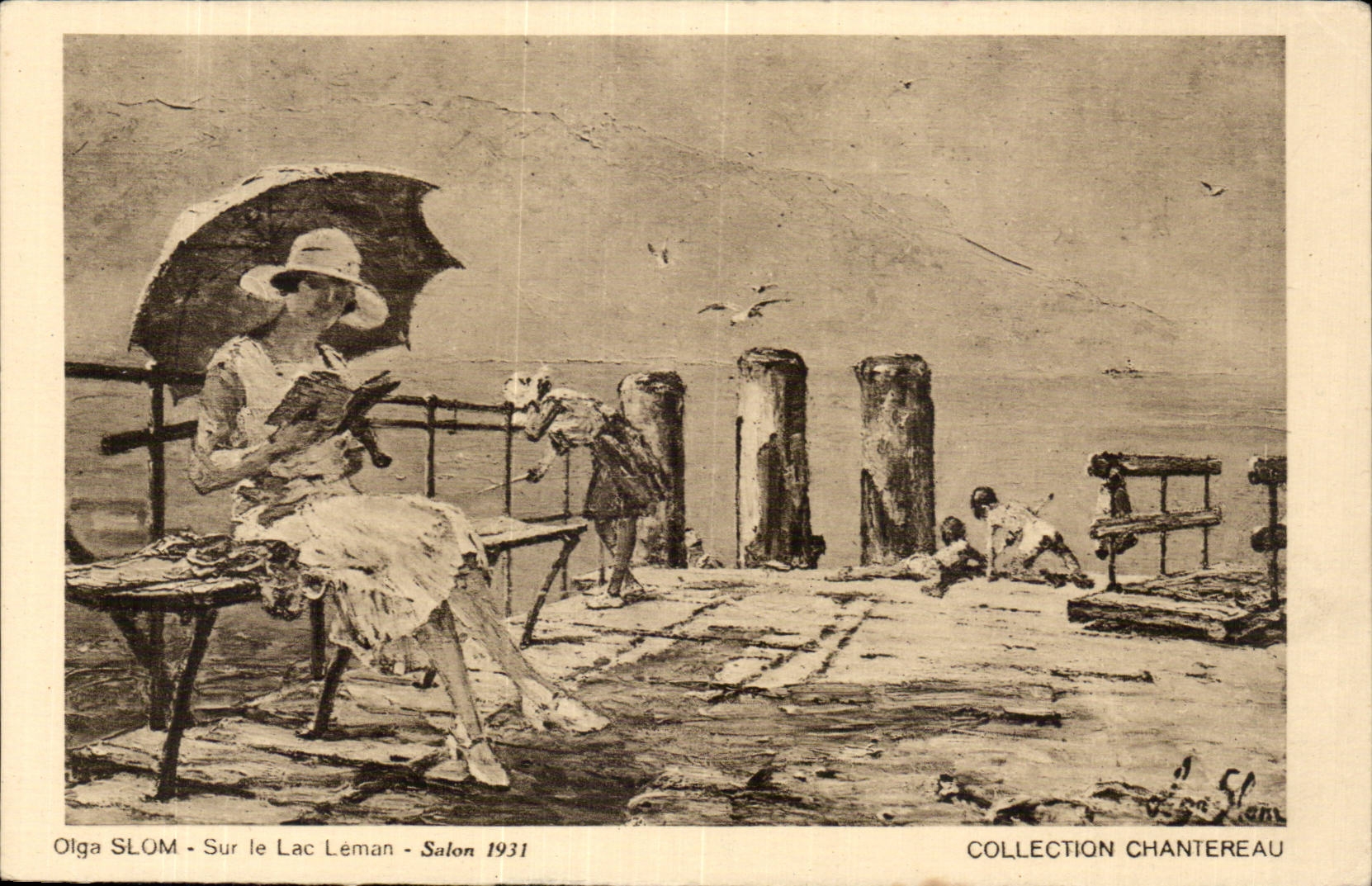 CPA Fantaisie olga Slom Sur le lac Leman Salon 1931 Chantereau