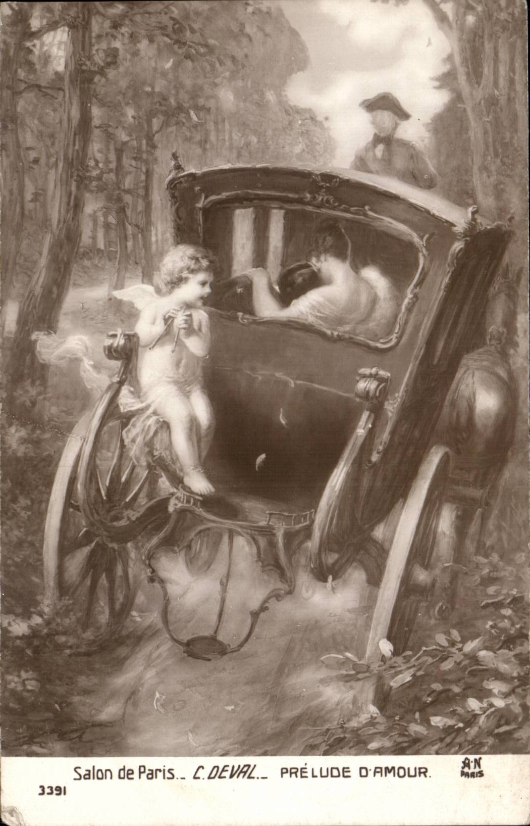 CPA Fantaisie Salon de Paris Deval prelude d'amour Ange angel