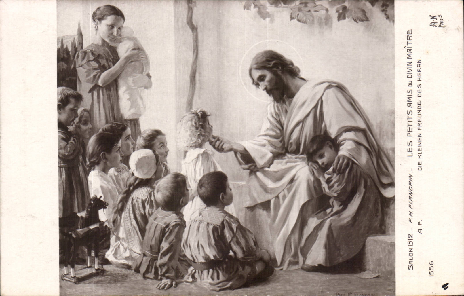 CPA Fantaisie Salon de 1912 Les petits amis du divin maitre Christ