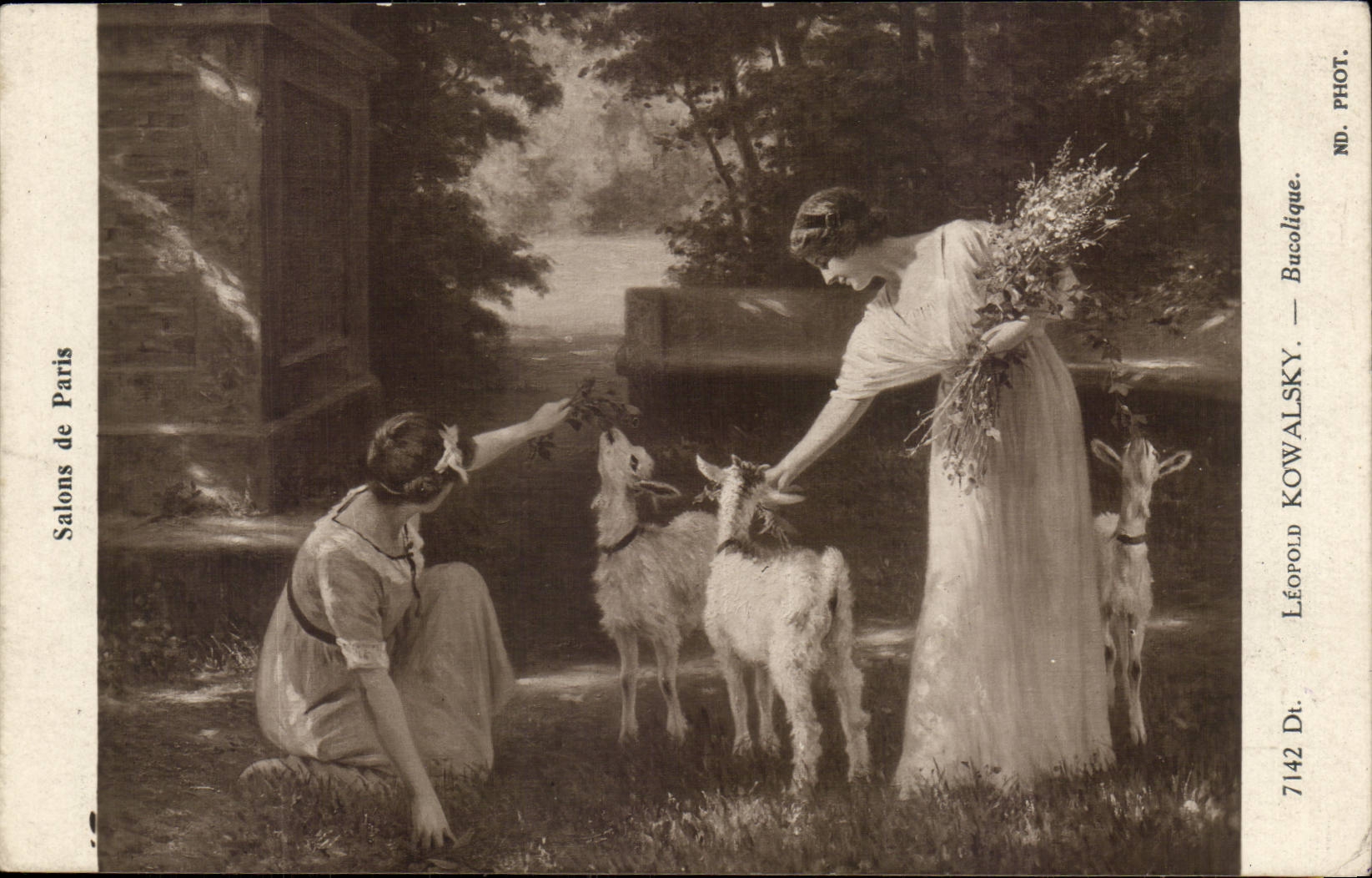 CPA Fantaisie Salons de Paris leopold Kowalsky Bucolique Chevre Giat