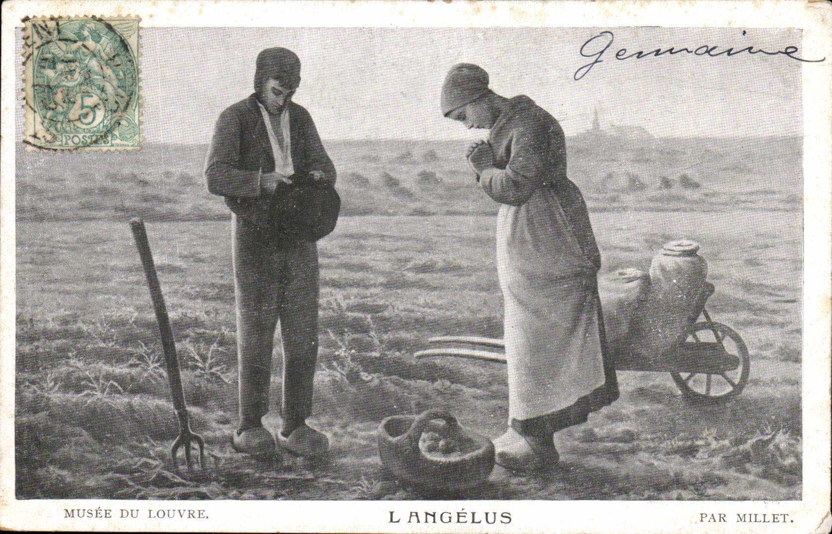 CPA Fantaisie Millet L'angelus Musee du Louvre Paris 