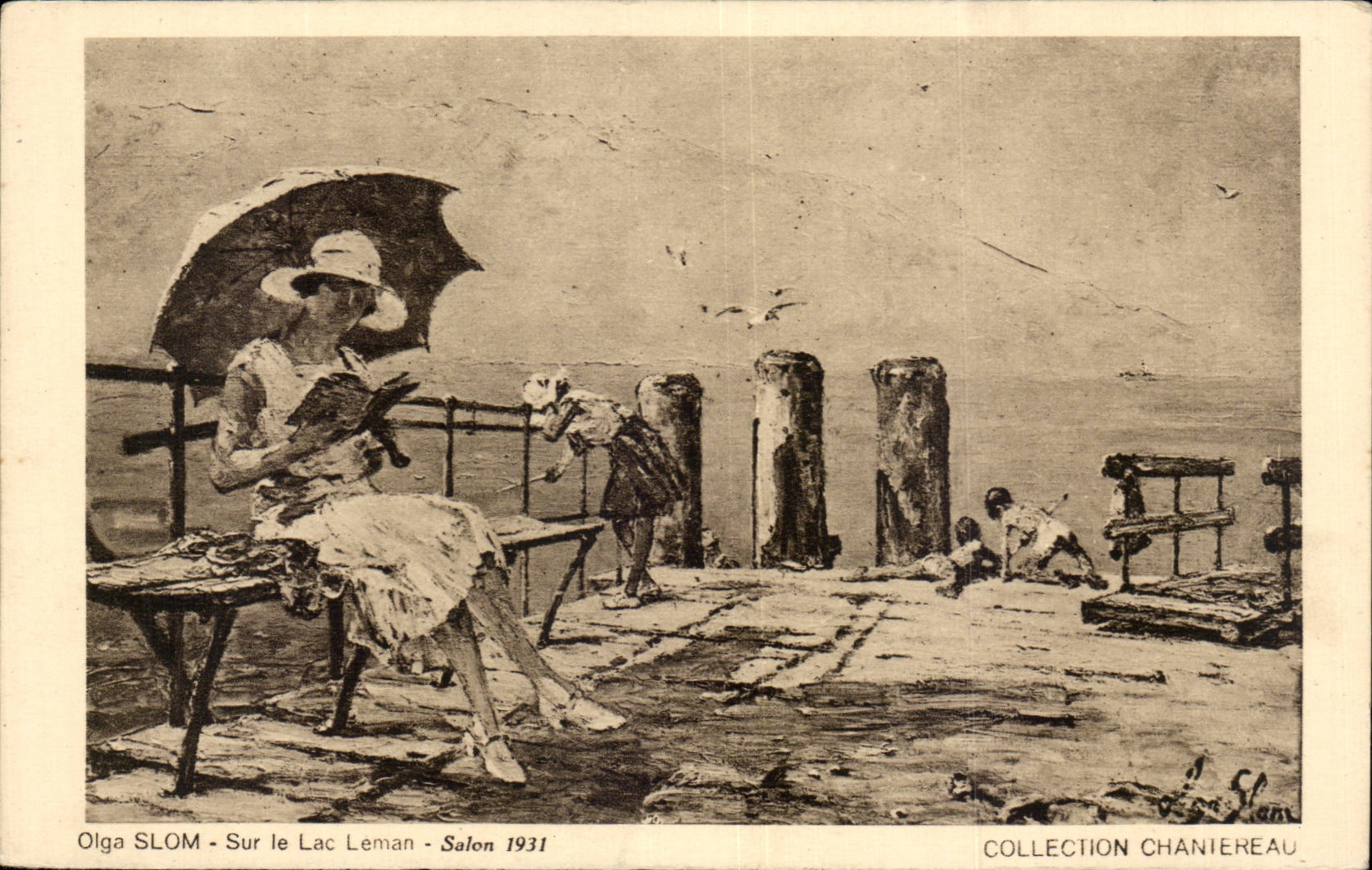 CPA Fantaisie Olga Slom Sur le lac leman Salon 1931 Chantereau