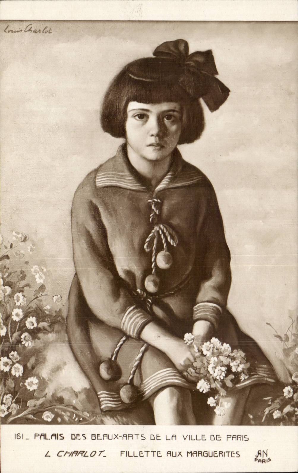 CPA Fantaisie Palais des beaux arts de la ville de Paris Charlot Fillette aux marguerites