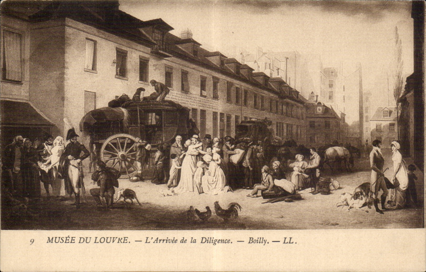 CPA Fantaisie Paris Musee du Louvre l'arrivee de la diligence Boilly