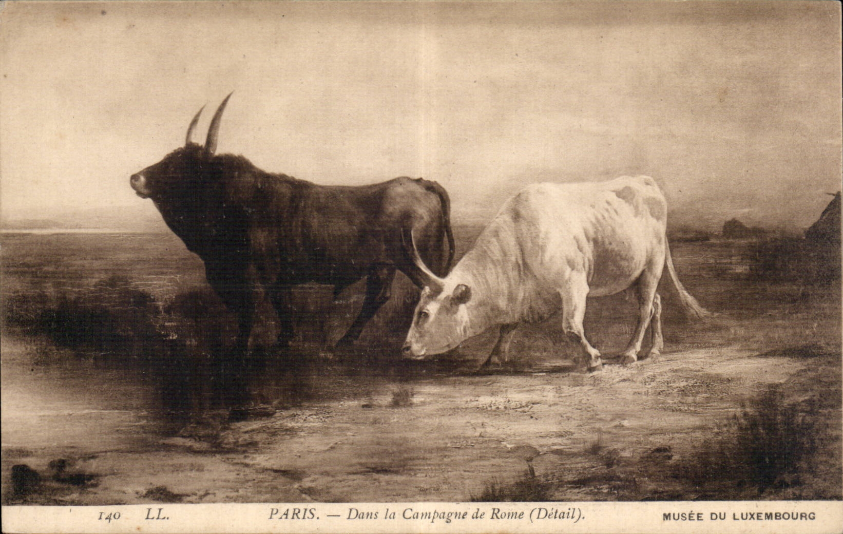 CPA Fantaisie Paris Dans la campagne de Rome Vaches Luxembourg