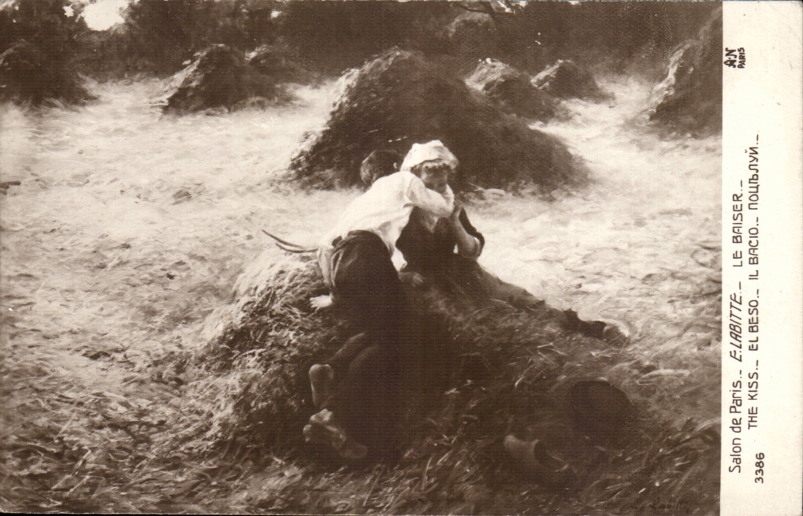 Sala de estar de Paris de la fantasia de CPA el labitte del beso