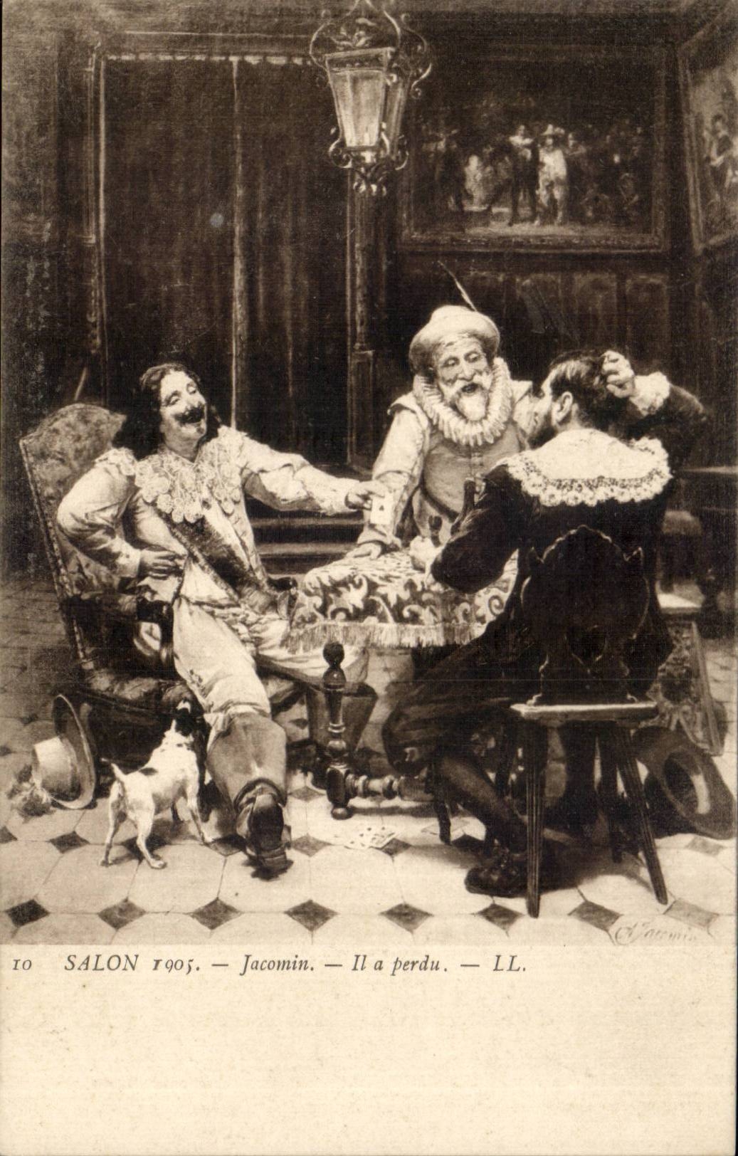 CPA Fantaisie Salon 1905 Jacomin Il a perdu 
