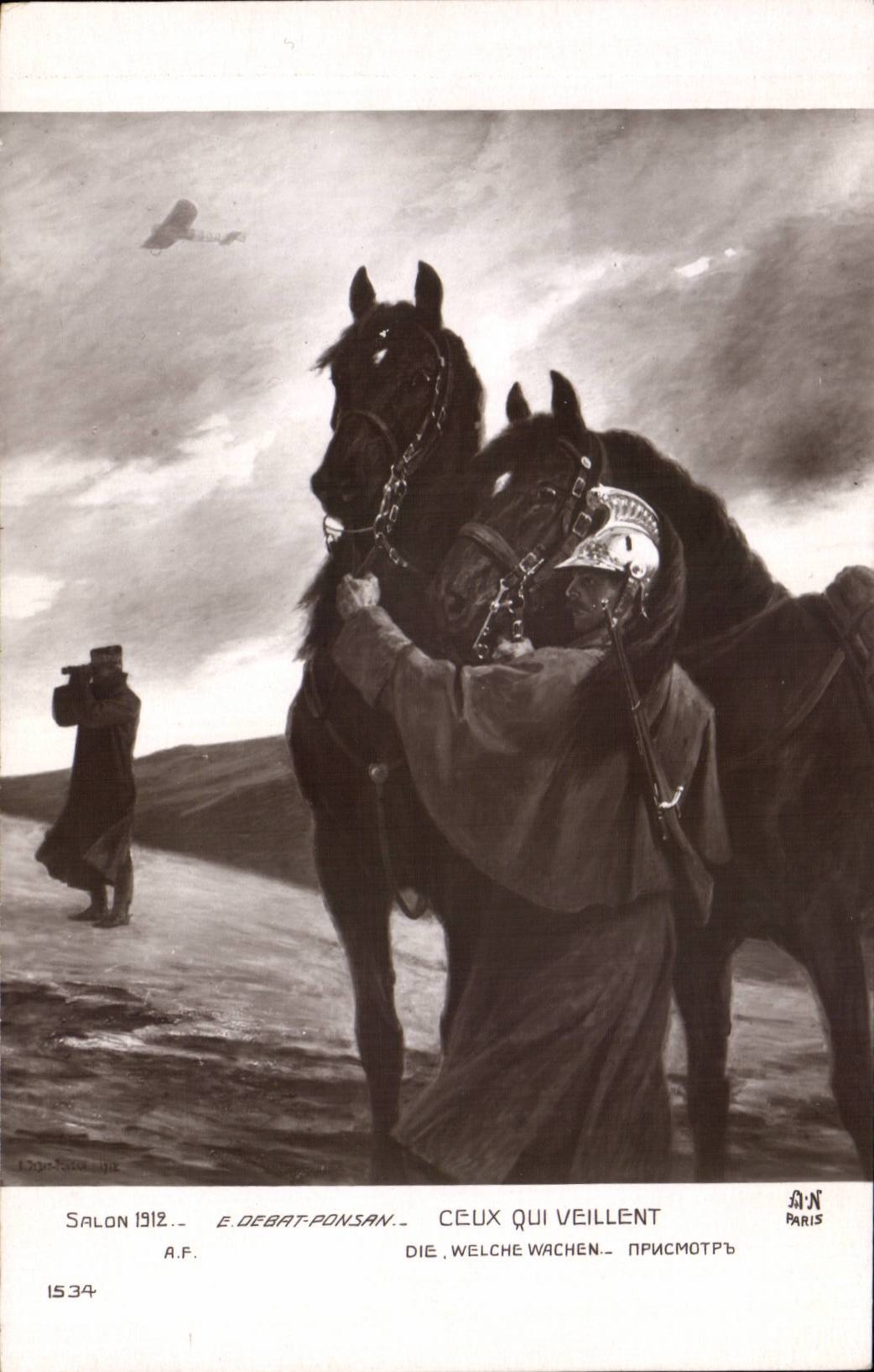 CPA Fantaisie Salon 1912 Debat Ponsan Ceux qui veillent Militaria 