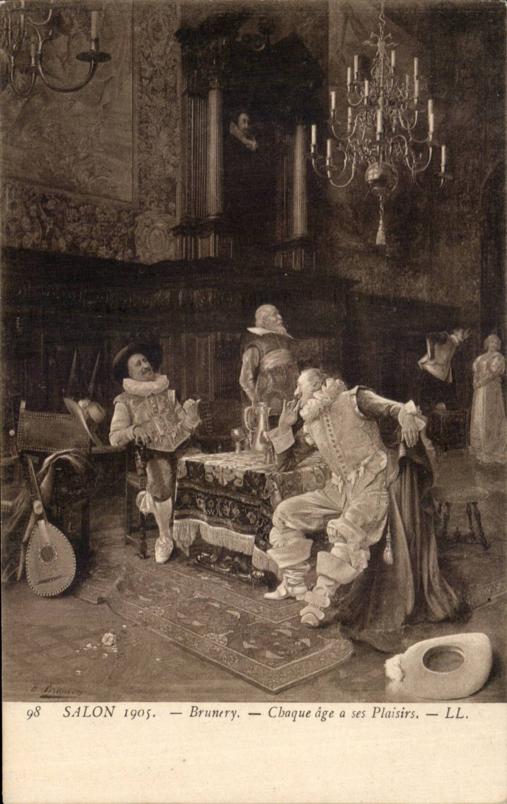 CPA Fantaisie Salon 1905 Brunery Chaque age a ses plaisirs