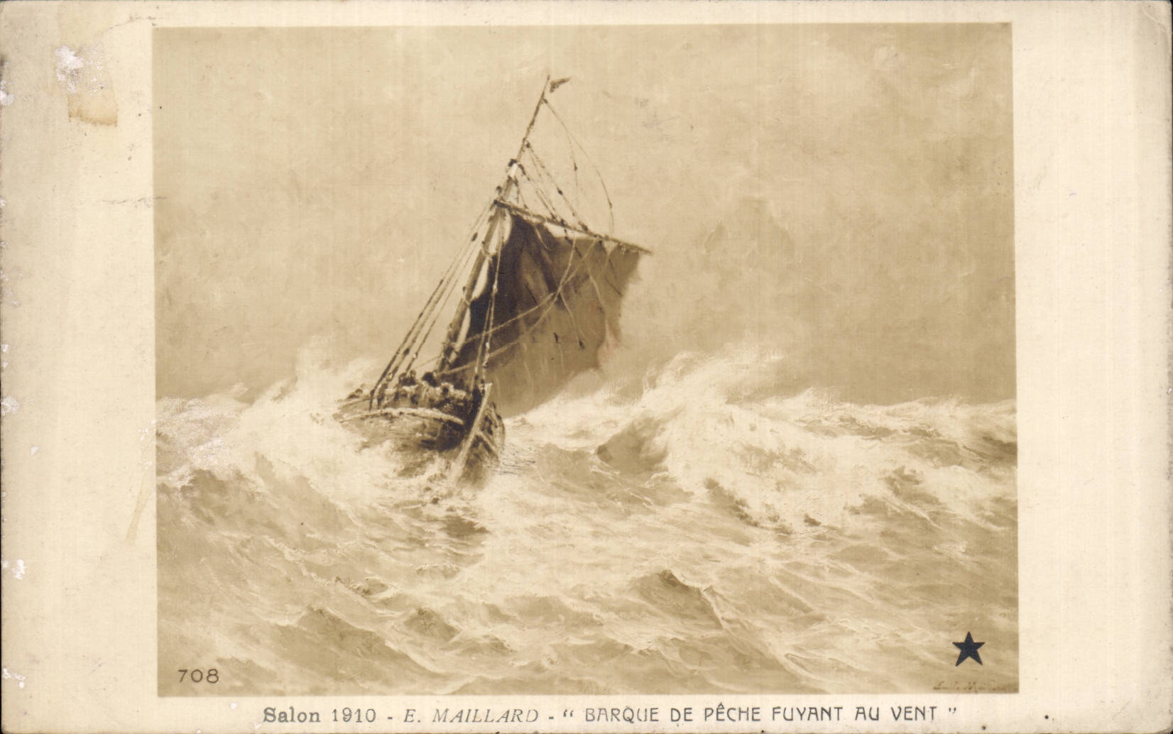 CPA Fantaisie Salon 1910 Maillard Barque de peche fuyant au vent
