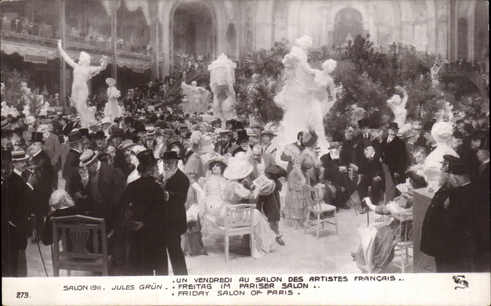 CPA Fantaisie Salon 1911 Jules GRun Un vendredi au salon des artistes francais