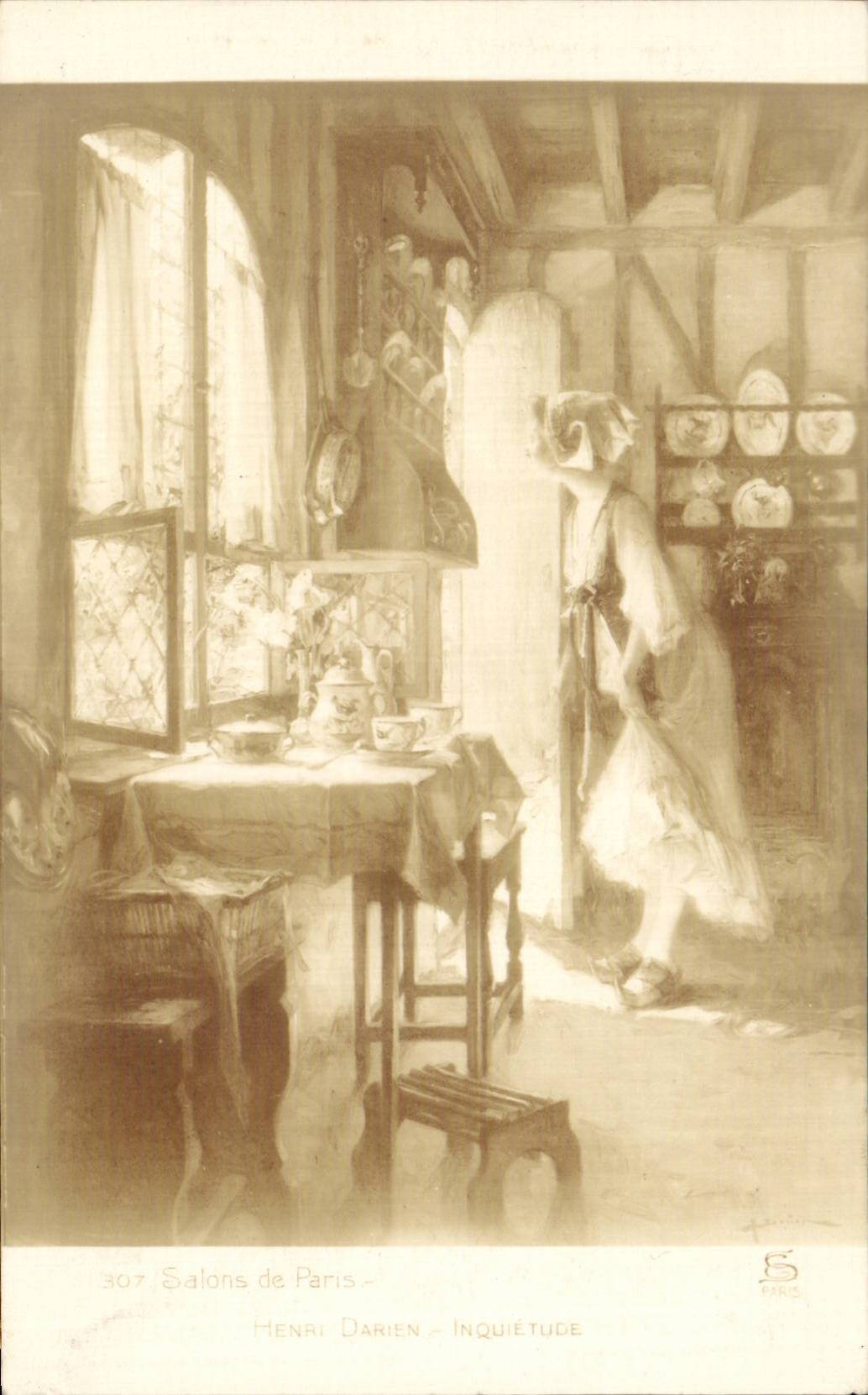 CPA Fantaisie Salon de Paris Henri Daryen inquietude