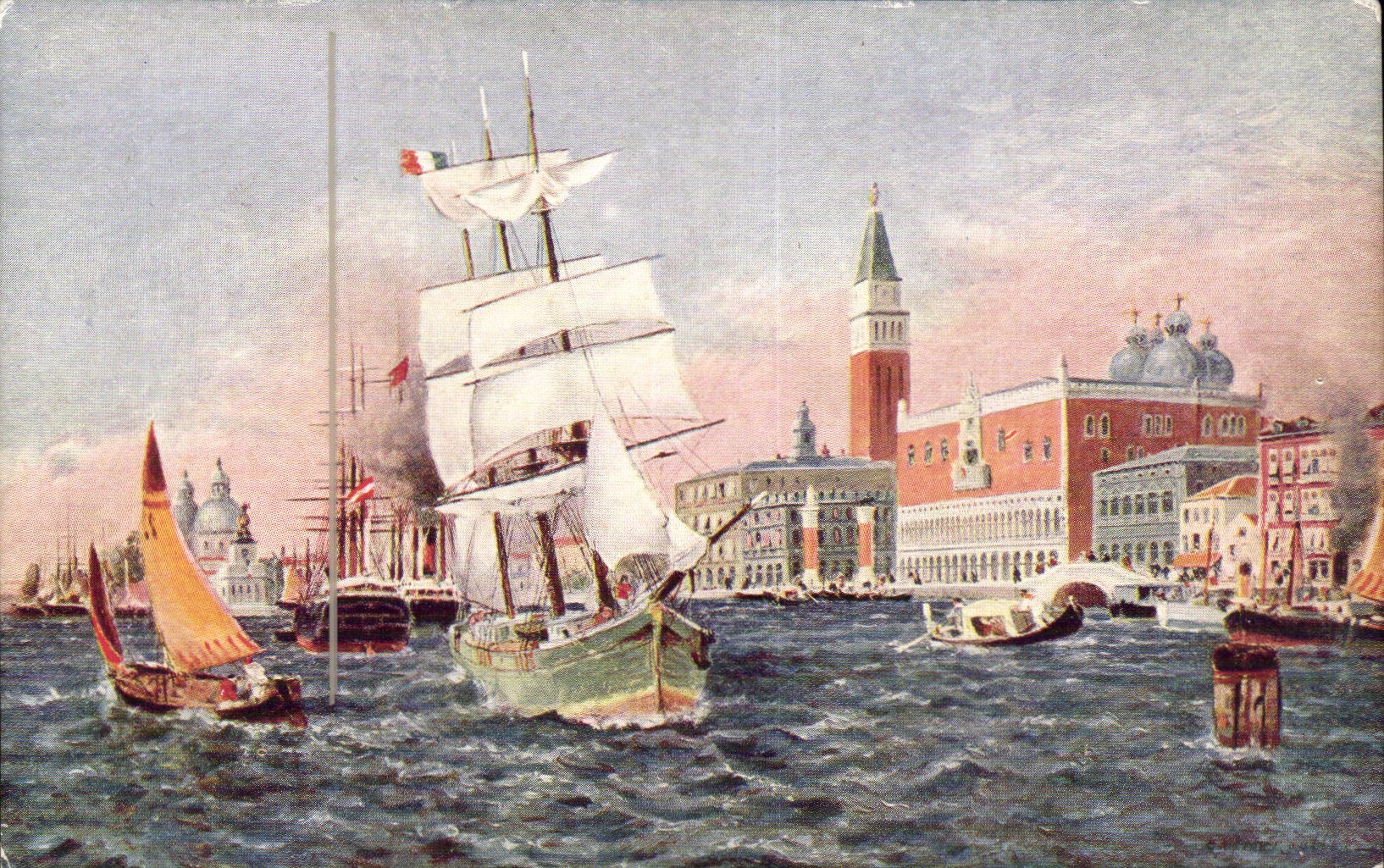 CPA Fantaisie Roullet Dans le port de Venise