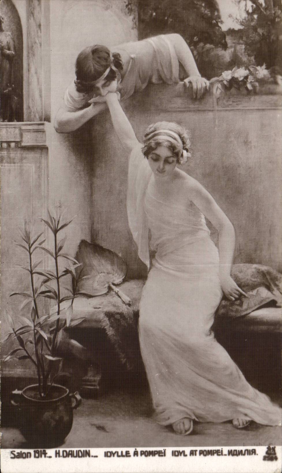 CPA Fantaisie Salon 1914 Daudin Idylle a Pompei Femme