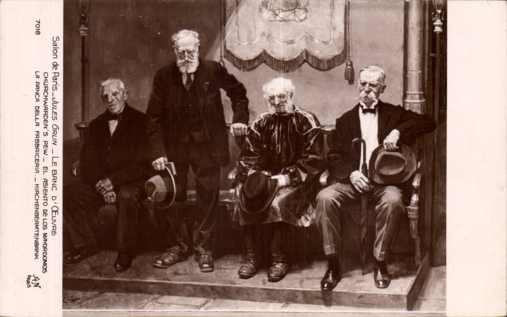 CPA Fantaisie Salon de Paris Le banc d'oeuvre Jules GRun 