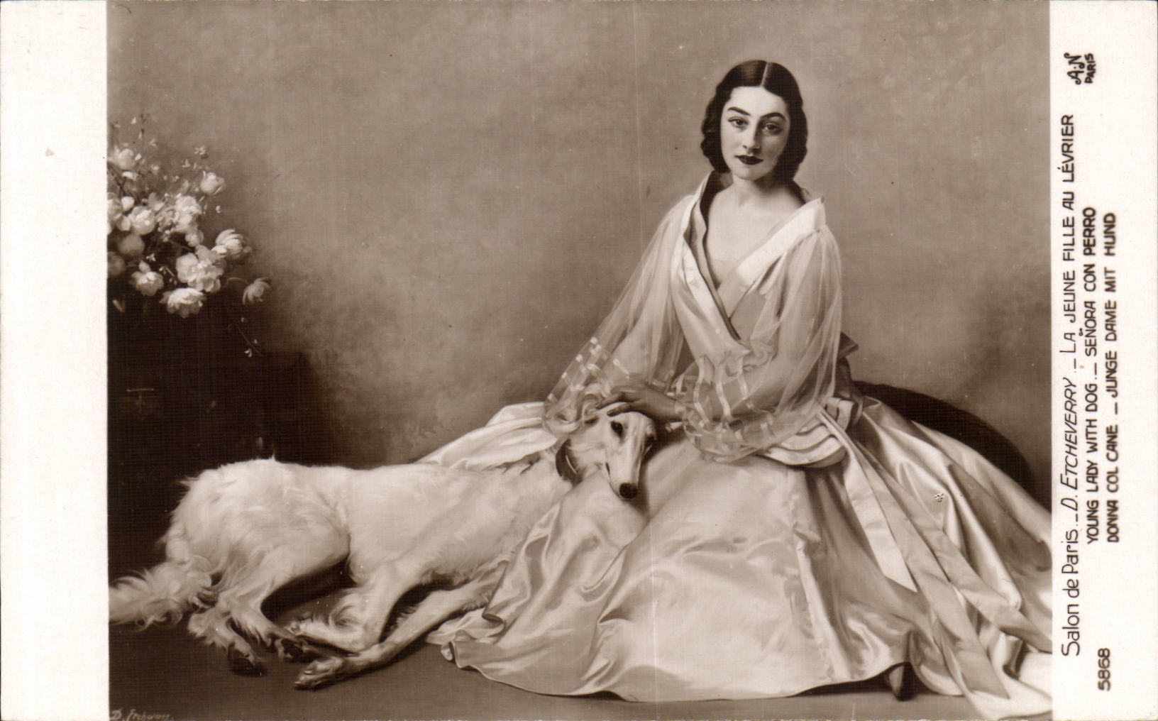 CPA Fantaisie Salon de Paris Etcheverry La jeune fille au levrier