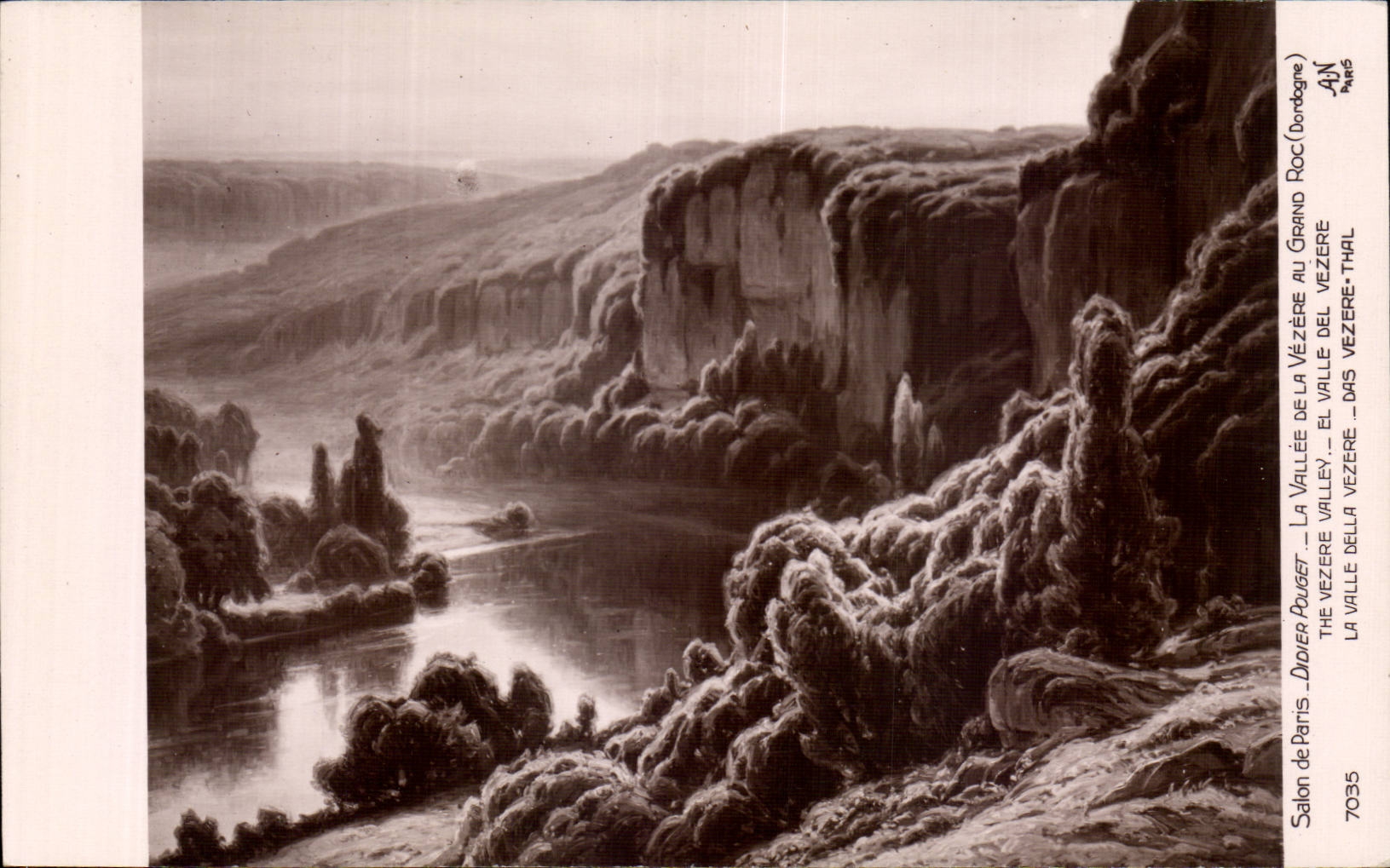 CPA Fantaisie Salon de Paris La vallee de la Veziere au grand roc ( Dordogne )