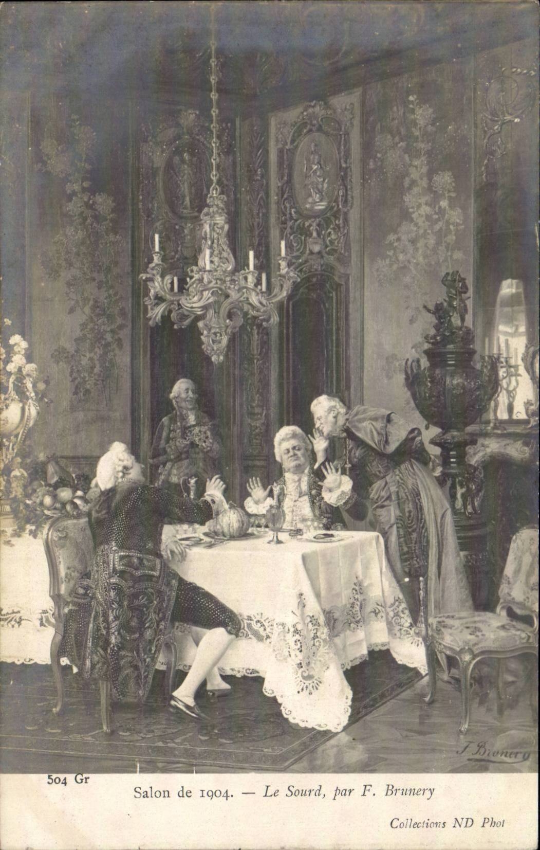 CPA Fantaisie Salon de 1904 Le sourd par Brunery