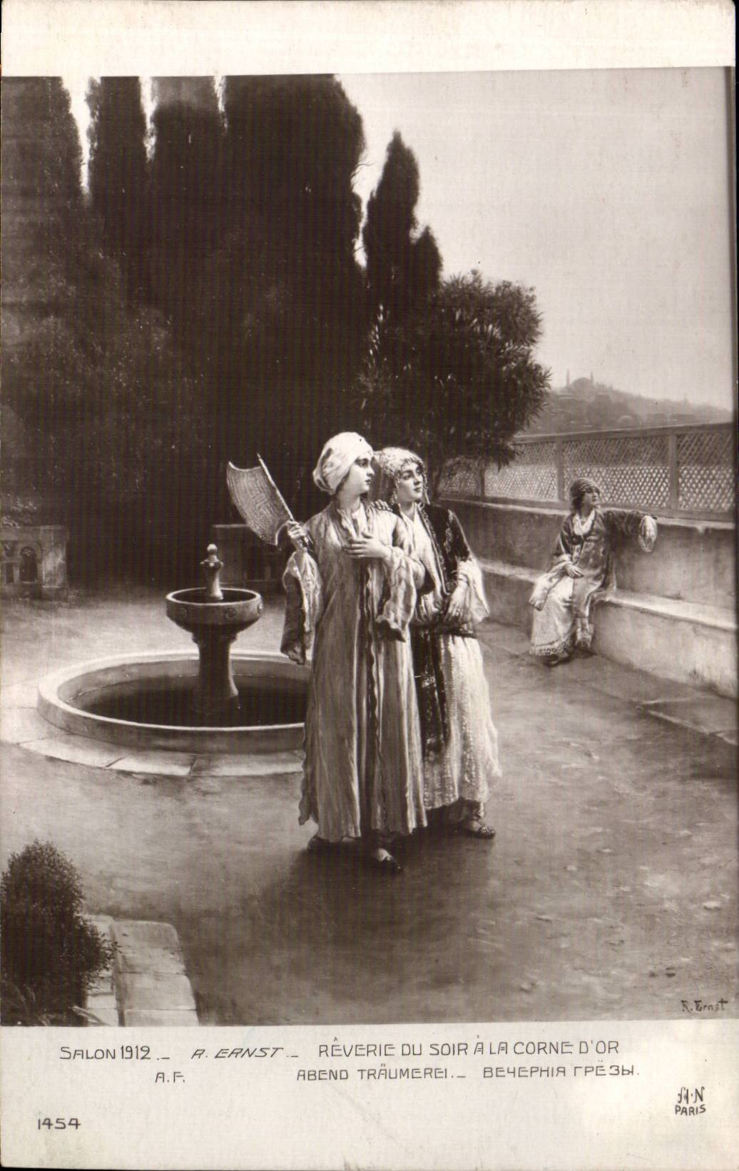 CPA Fantaisie Salon 1912 Ernst Reverie du soir a la corne d'or