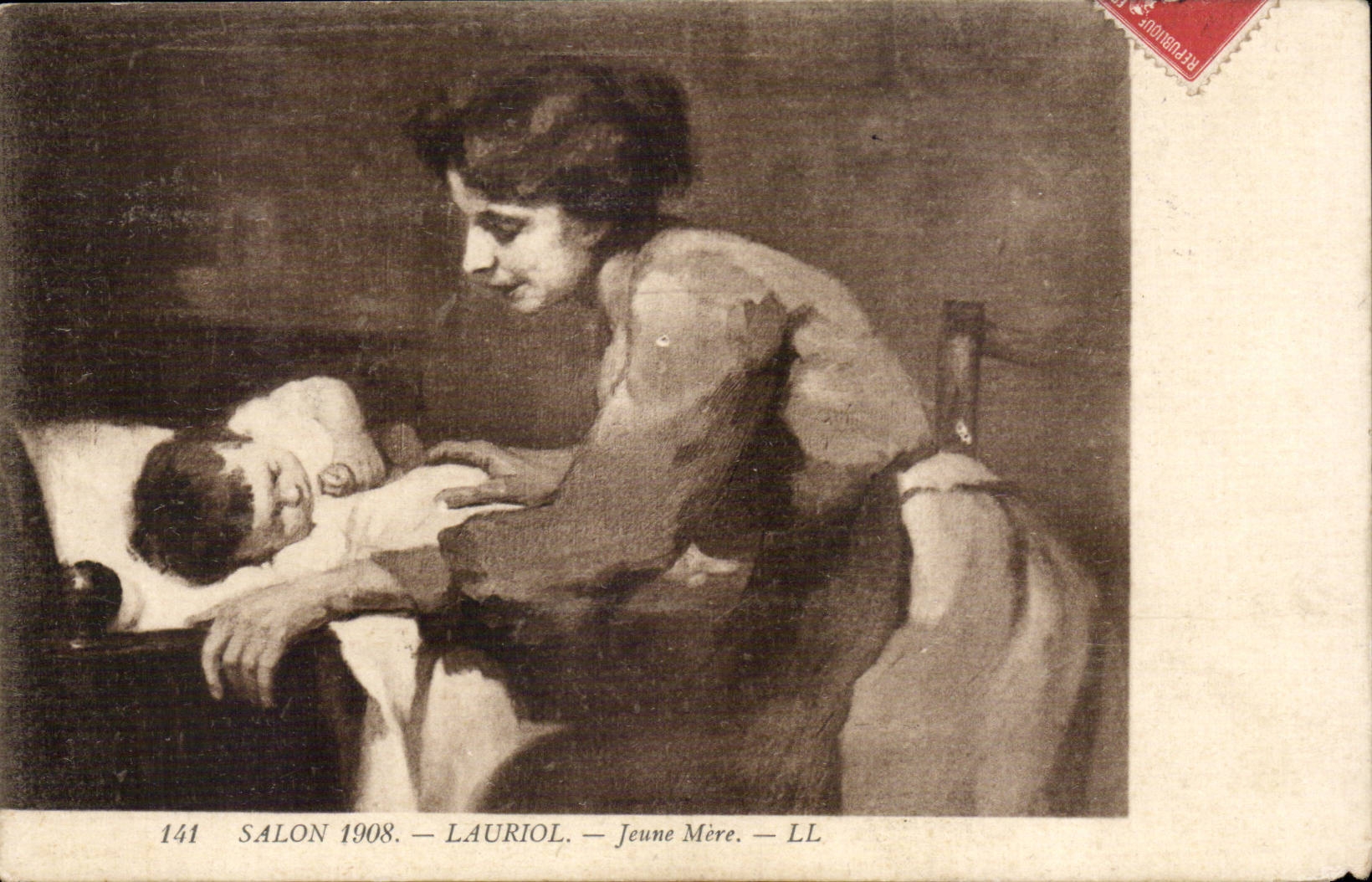 CPA Fantaisie Salon 1908 Lauriol Jeune mere