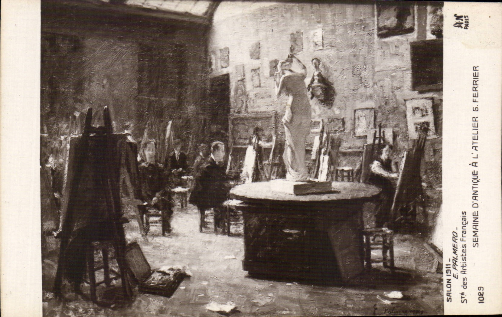 CPA Fantaisie Salon 1911 Palmero Semaine d'antique a l'atelier G Ferrier