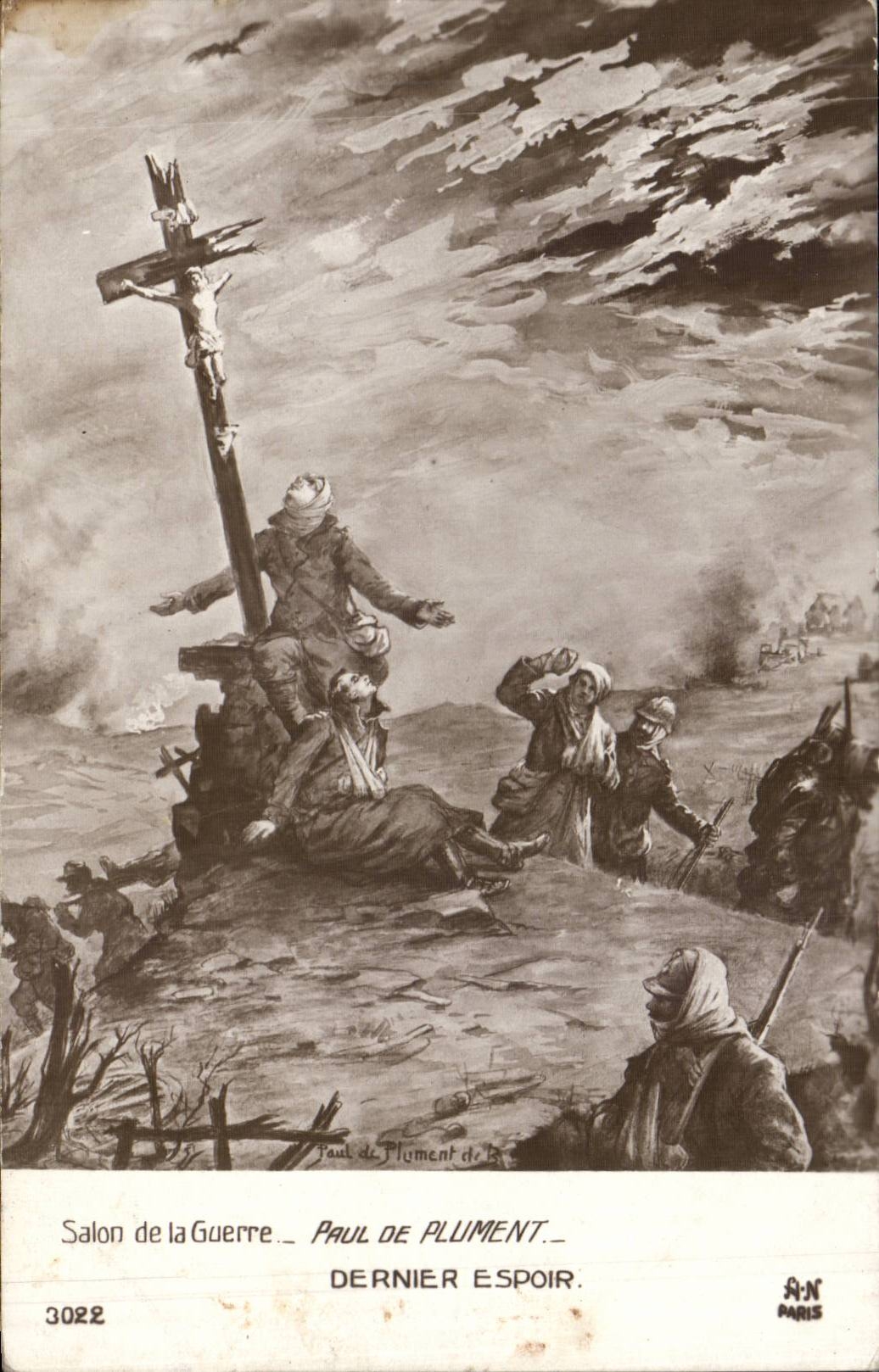 CPA Fantaisie Salon de la guerre Paul de Flument Dernier espoir Militaria 
