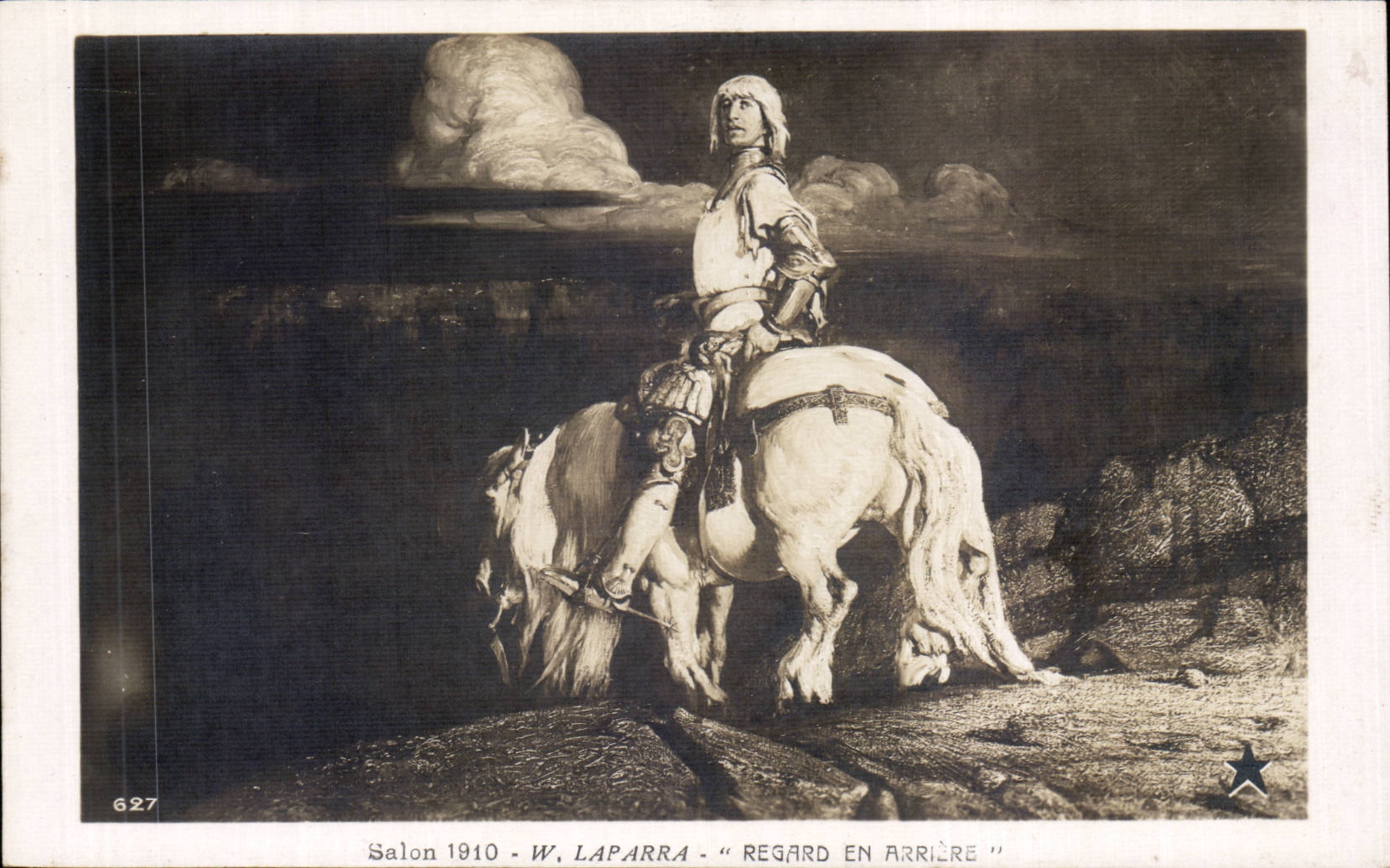 CPA Fantaisie Salon 1910 Lapara Regard en arriere Cheval Horse