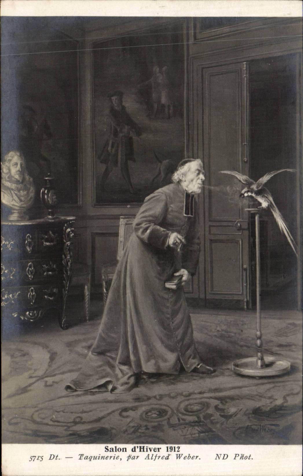 CPA Fantaisie Salon d'hiver 1912 Taquinerie Alfred Weber Rapace