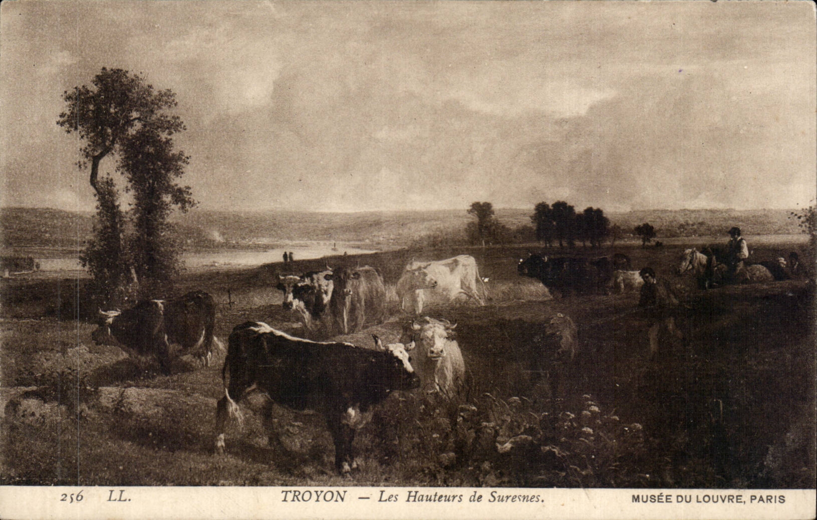 CPA Fantaisie Troyon Les hauteurs de Suresnes Vaches Musee du Louvre Paris 