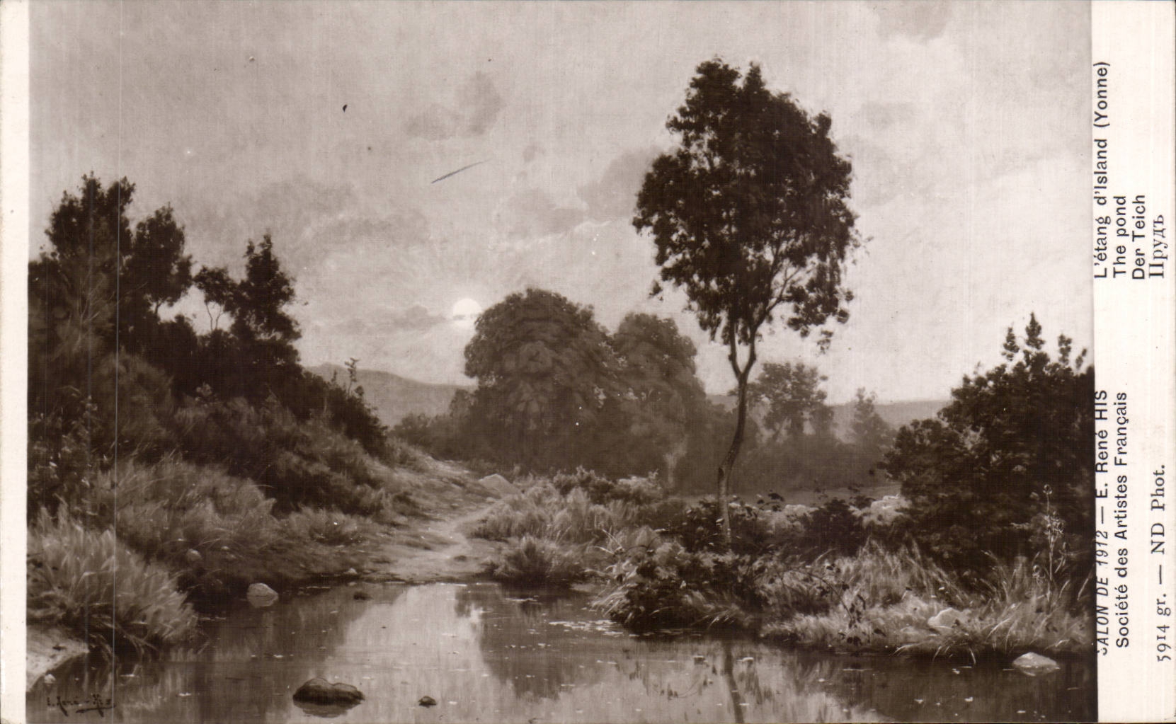 CPA Fantaisie Salon 1913 REne His L'etang d'Island Yonne 