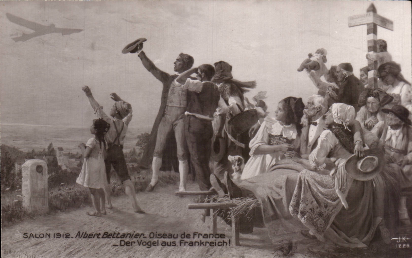 CPA Fantaisie Salon 1912 Albert Bettanier Oiseau de Flandre Alsace Lorraine