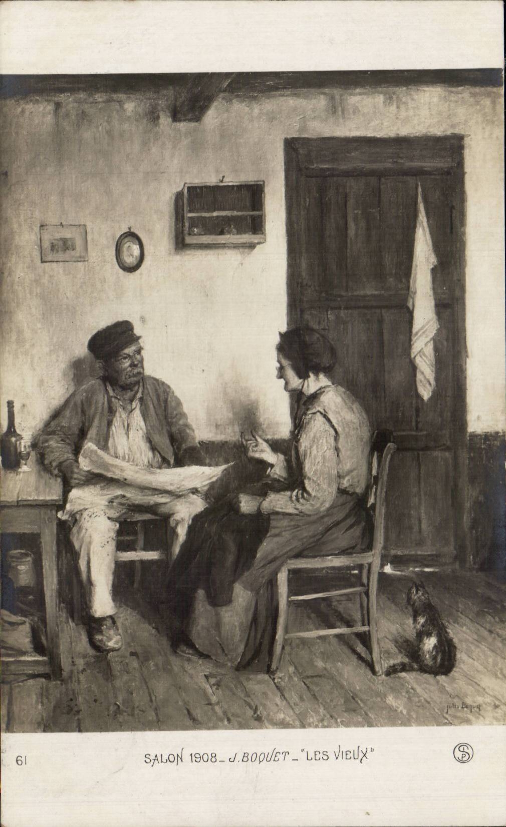 CPA Fantaisie Salon 1908 Boquet Les vieux 