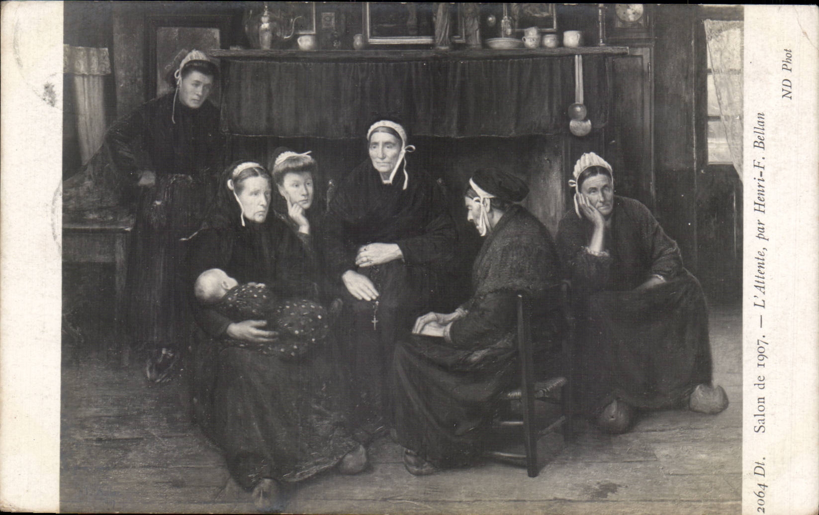 CPA Fantaisie Salon 1907 L'attente Henri Bellan