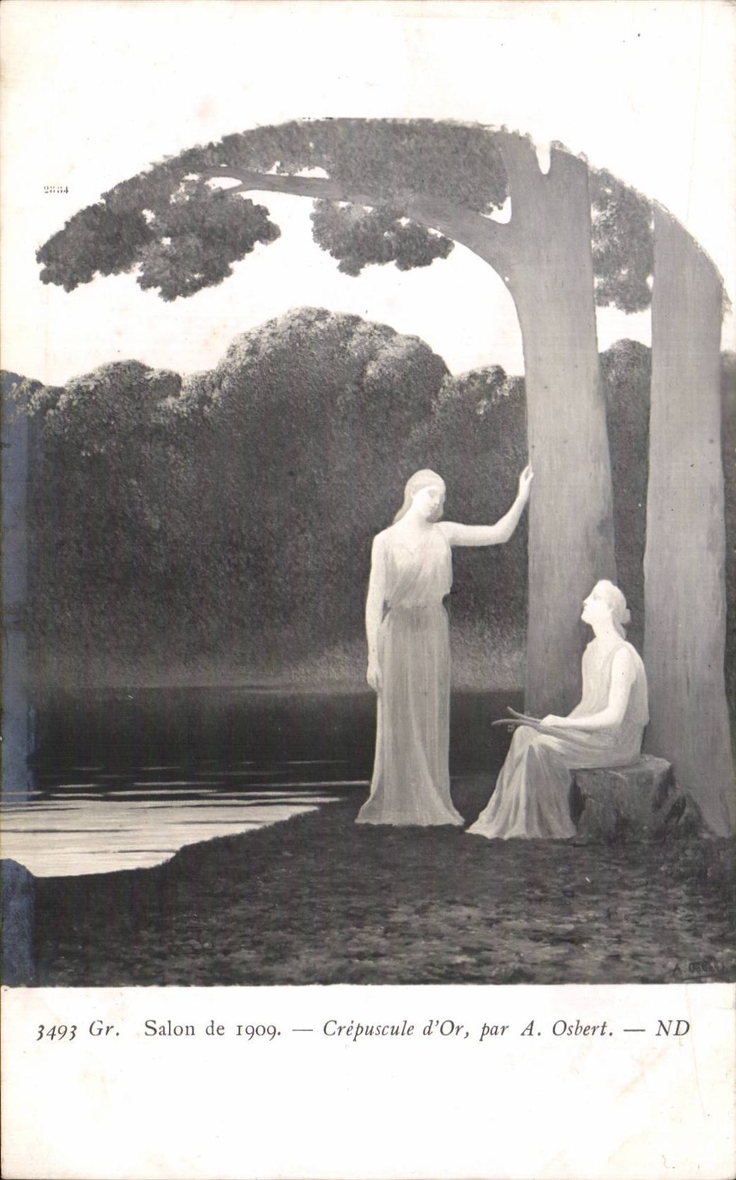 CPA Fantaisie Salon 1909 Crepuscule d'or par Osbert