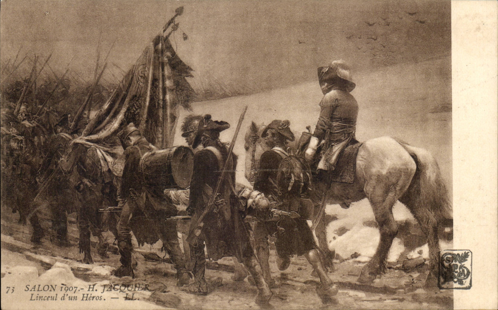 CPA Fantaisie Salon 1907 Jacquier Linceul d'un heros Militaria 