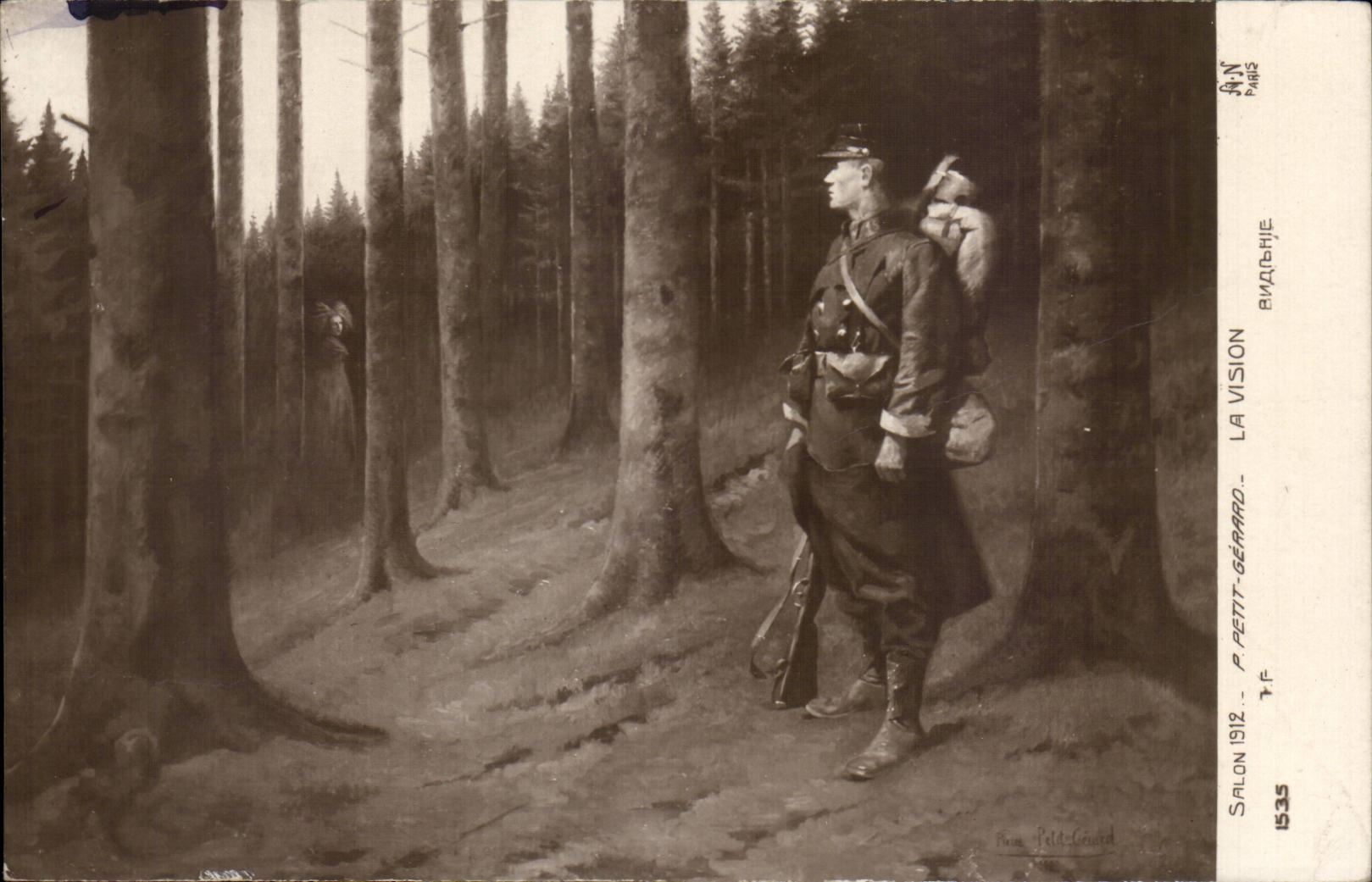 CPA Fantaisie Salon 1912 petit Gerard Le vision Militaria 